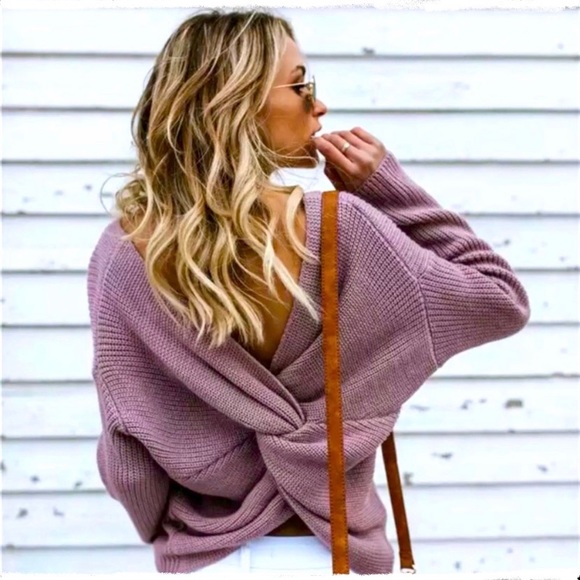 OOTDFASH Knot Back Knit Sweater - Picture 1 of 12